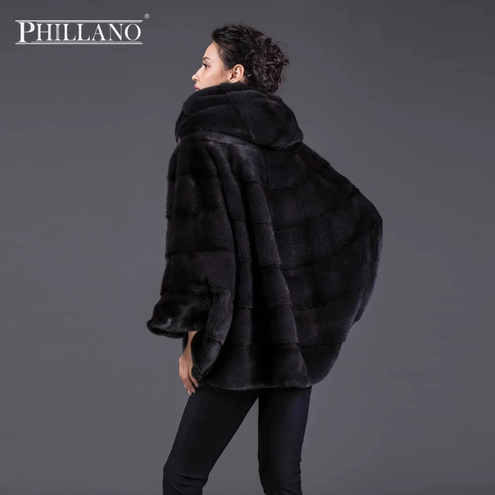 PHILLANO Новый Летучая Мышь Фасон Женская Куртка Меховая из Норки Шубы Из Меха