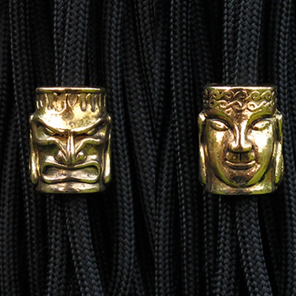 Gold 10 шт./партия Античные Серебряные Подвески Череп Бусины DIY Паракорд браслеты ножевые ремни Кулон Кемпинг Туризм аксессуары - Цвет: Gold