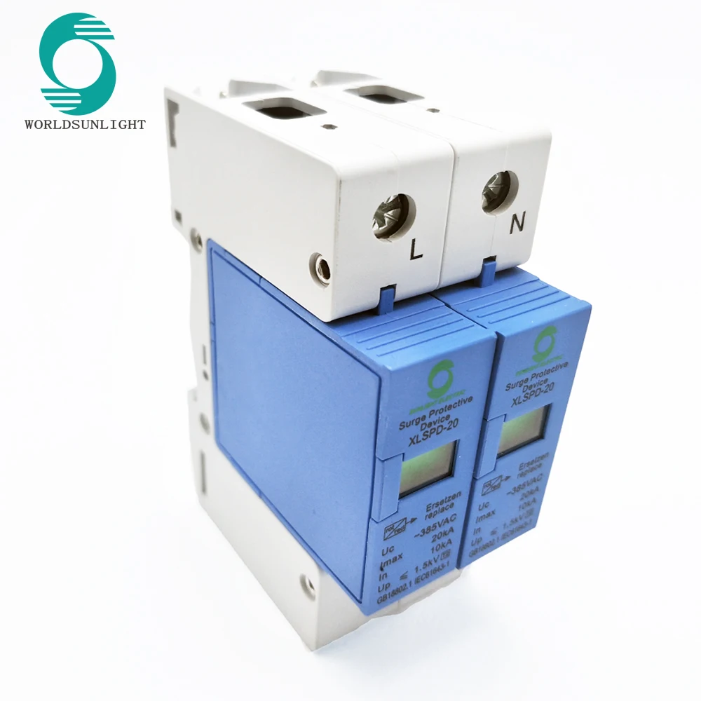XLSPD-20 2 P 10KA~ 20KA~ 275 V AC SPD House Защита от перенапряжения защитное Низковольтное предохранительное устройство 1 P+ N защита от молнии