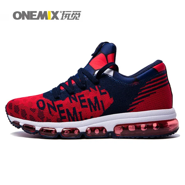 Onemix/Мужская обувь для бега; кроссовки для женщин; спортивная обувь; Zapatillas; дышащая оригинальная обувь для мужчин - Цвет: RedBlue