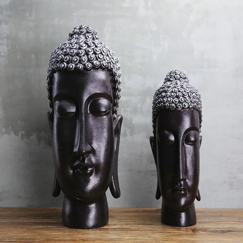 

Size 16*12*33cm Shakya Muni Buddha Head Ornaments New Chinese Resin Arts And Crafts Club Decorations Craft Accessories