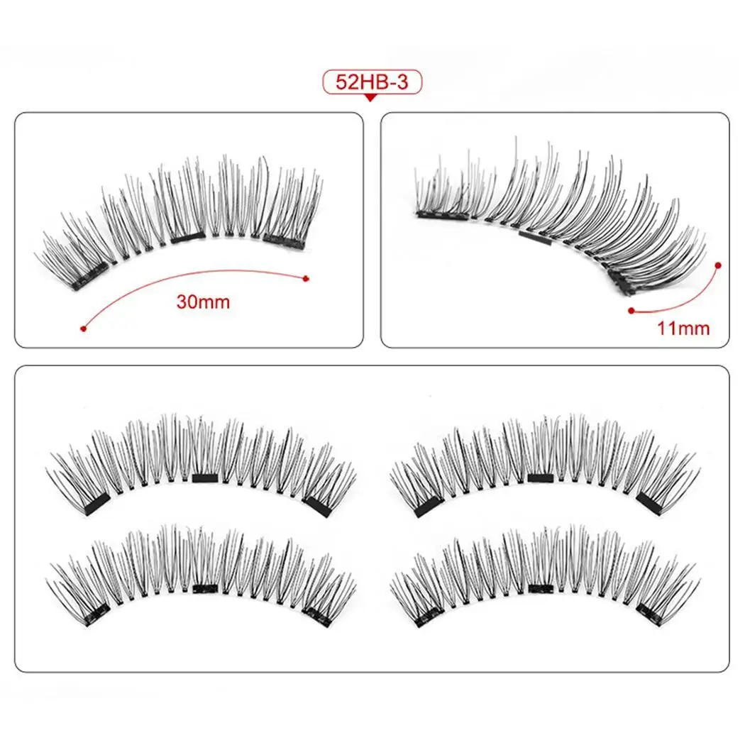 Magnetic False Eyelashes Sticky-free Handmade Black China Beauty Synthetic Material | Красота и здоровье