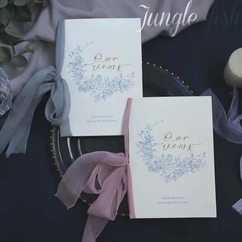gray and pink 2 книги, наши обеты, свадебные подарки, реквизит для фотосессии, для невесты и жениха, карта клятвы, романтическая Золотая буква, розовая, синяя, белая лента - Цвет: gray and pink