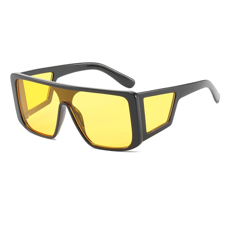 Black Yellow Новые очки в стиле стимпанк Том, большие солнцезащитные очки для мужчин, модные уличные мужские очки, аксессуары UV400, желтые солнцезащитные очки - Цвет линз: Black Yellow