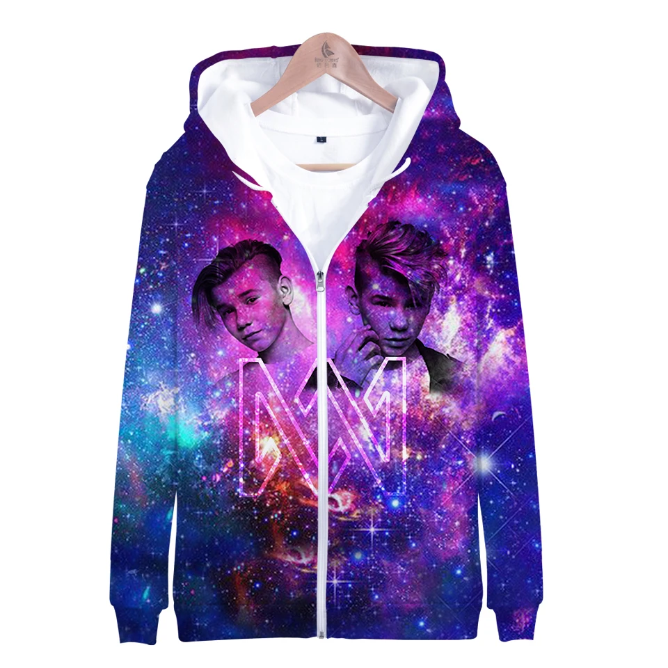 Толстовки с капюшоном на молнии 3D принтом Маркуса и мартинуса Толстовка в стиле