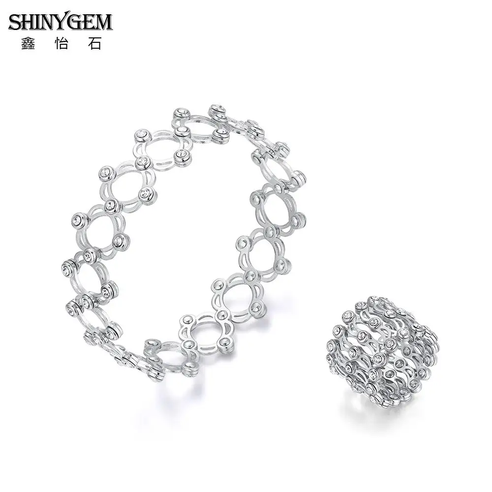 ShinyGem Регулируемые кольца двойного назначения свадебные ювелирные изделия розовое золото/Серебро CZ Кристалл волшебные кольца уникальные полые кольца на палец для женщин - Цвет основного камня: Silver