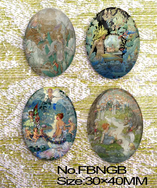 4 шт. художественный замысел Овальный стеклянный кабошон камея для 30x40 мм Базовая