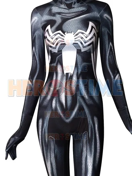3d принт яд 2018 She Venom Anne Weying Человек паук женщина Черный Яд симбиот костюм из лайкры