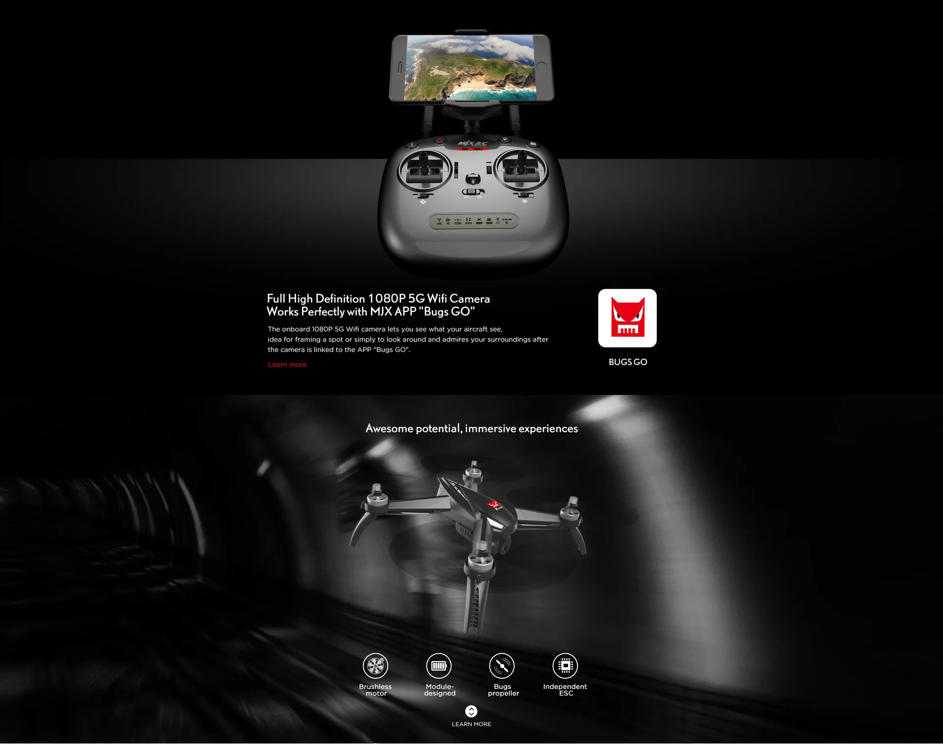 MJX Bugs 5 W(B5W) Wi-Fi FPV 1080 P камера/Waypoints/Point of Interest/удержание высоты/один ключ следуют за радиоуправляемым дроном 3 батареи