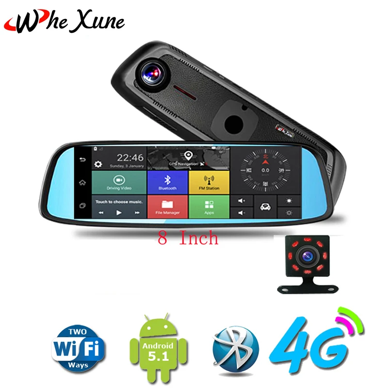 Whexune 4 г 8 &quotСпециальное зеркало Видеорегистраторы для автомобилей Камера Android 5.1