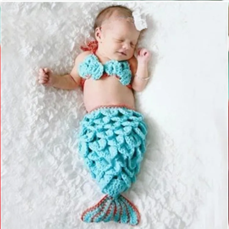 

Christmas 2pcs 1set Handmade casual baby hat clothes newborn baby clothing mermaid girls Baby girl summer set