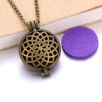 vintage color aroma diffuser necklace perfume essential oil diffuser flower aromatherapy locket pendant necklace fashion jewelry