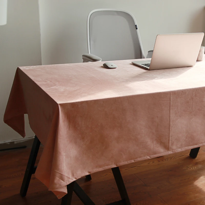 Exquisite Dark Pink Velvet Table Cloth For Computer Dinner Dresser Home Decor Table Cover Quality 3 Colors Not Ball Tablecloth