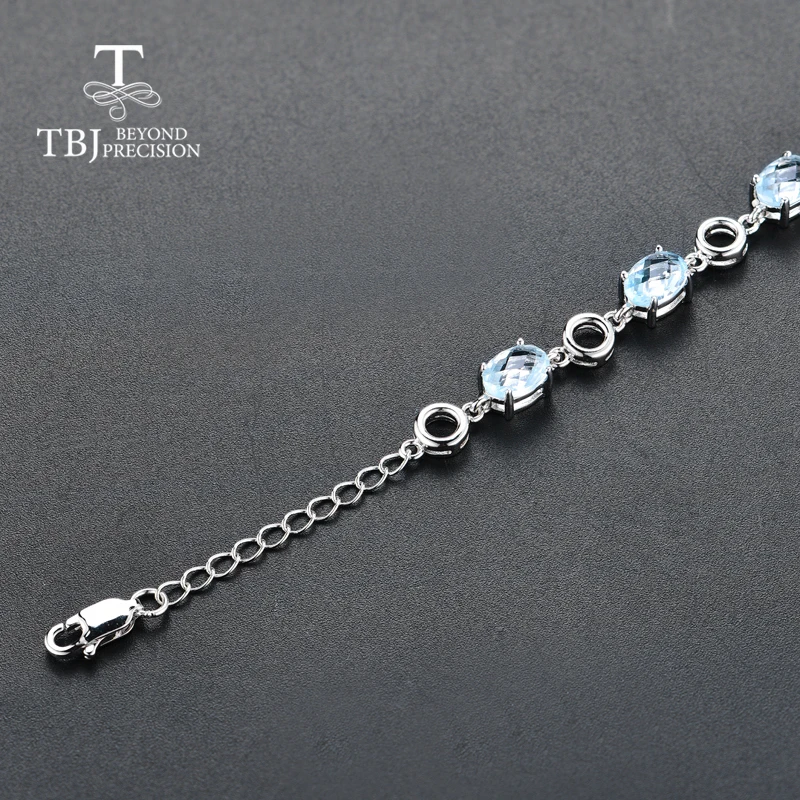 Женский браслет с голубым топазом TBJ Ювелирное Украшение натуральными