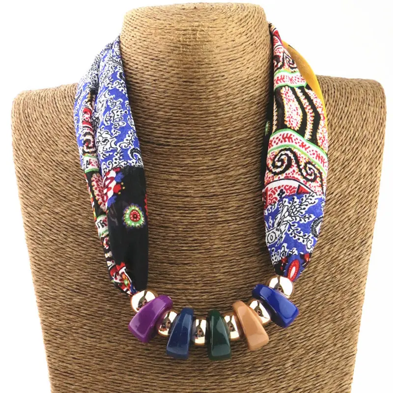 Женский шейный платок с бусинами из смолы|scarf necklace|new designresin necklace |