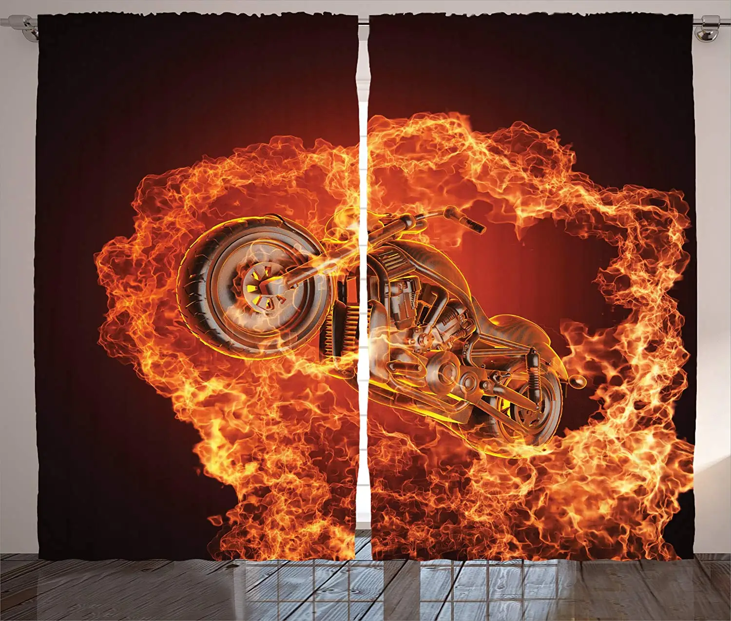 Manly шторы Чоппер Велосипед разрывается через огонь мотоцикл опасный Спорт