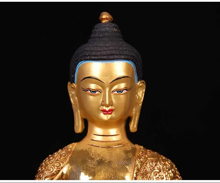 32cm LARGE # GOOD Buddhist disciple efficacious Safety Protection Tibet Nepal Gold-plated Sakyamuni brass Buddha statue | Дом и сад