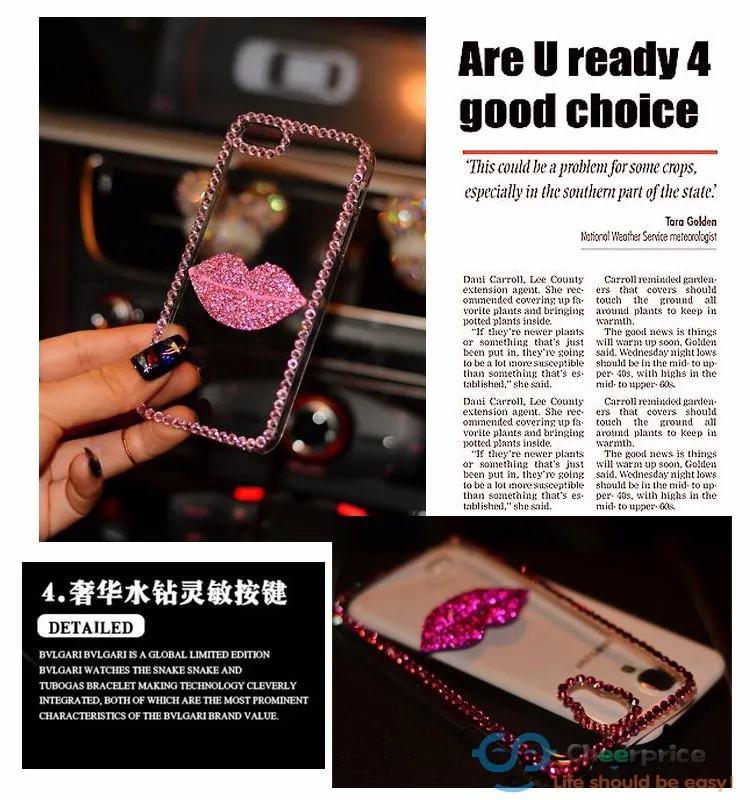 Капа Fundas Coque чехол для iPhone X 8 плюс 6 S 7 5 5S SE 5C 4S 4 Bling Diamond губ Plus plus |