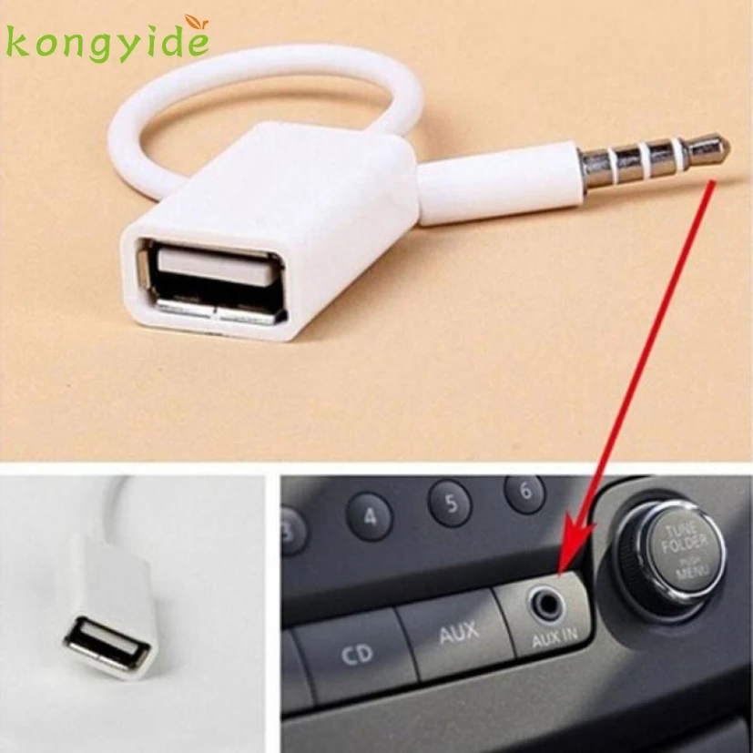 Красивый 3 5 мм штекер AUX аудио разъем к USB 2 0 гнездовой конвертер кабель Шнур для