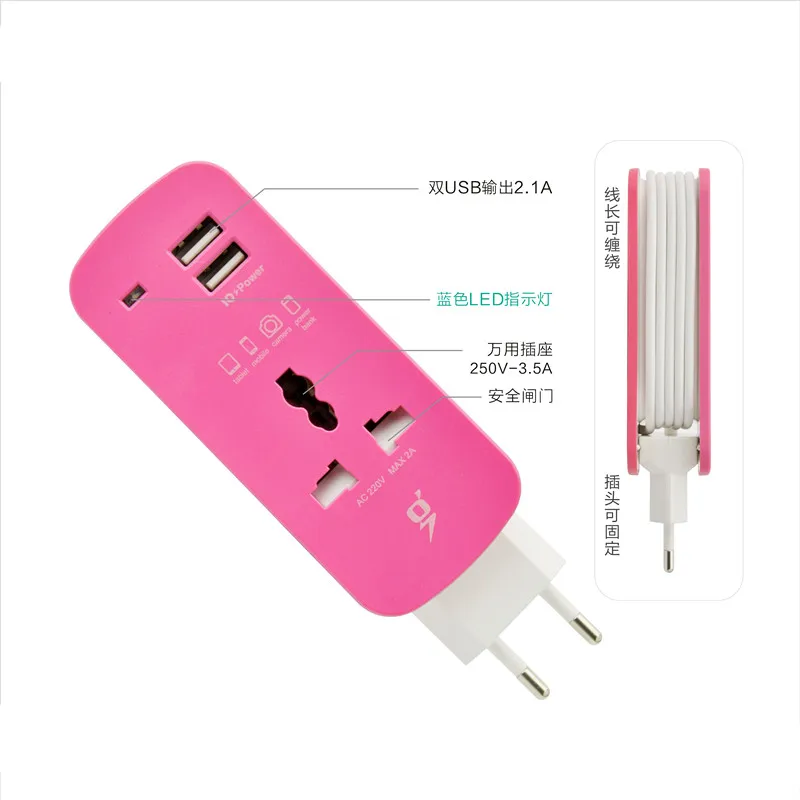 Удлинитель с европейской вилкой портативный дорожный адаптер удлинитель