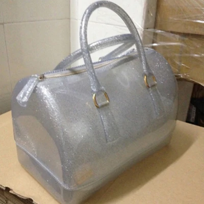 glitter silver Солнечный пляж бренд Модные женские сумки желе сумки ПВХ водонепроницаемый пляжная сумка Роскошные 30 см подушка сумка для женщин - Цвет: glitter silver