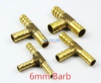 10 pieces brass t 3 way 6mm barb fuel hose joiner air gas water hose connector coupler