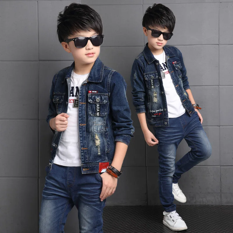 2019 New Boys Suits Spring Autumn Kids Girls Denim Casual Clothing Sets Fashion Child Clothes Top Outfit For Boy | Детская одежда и