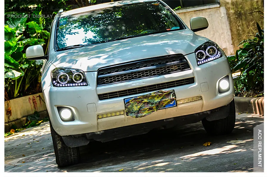 2 шт. светодиодный фары для Toyota RAV4 2009-2013 светодиодный Автомобильные фары ангельские глазки комплект ксеноновых фар, Высокопрочная конструкция протовотуманная подсветка Габаритные огни