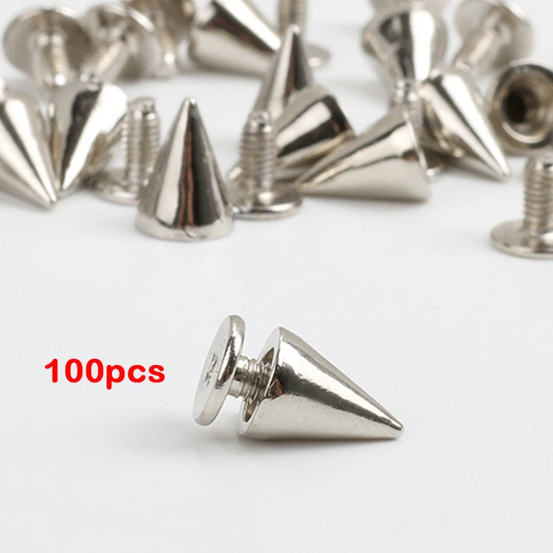 100 шт./компл. 9,5 мм Серебро конуса шпильки и шипы для одежды DIY Craft панк заклепки для одежды сумка кожаная обувь ручной работы аксессуары заклепки для кожи
