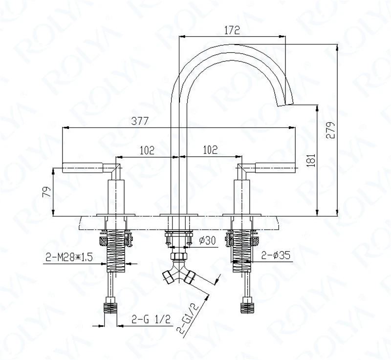 Rolya новый роскошный розовый золотой кран для раковины ванной комнаты 3 отверстия