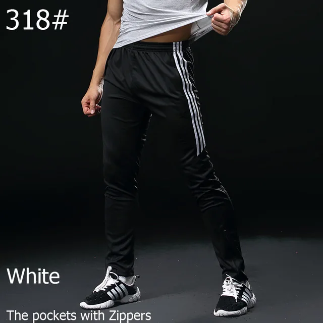 black white Мужские спортивные штаны для бега джоггеры pantalon homme спортивные штаны для бега мужские спортивные брюки футбольные штаны Тренировочные брюки pantalon - Цвет: black white
