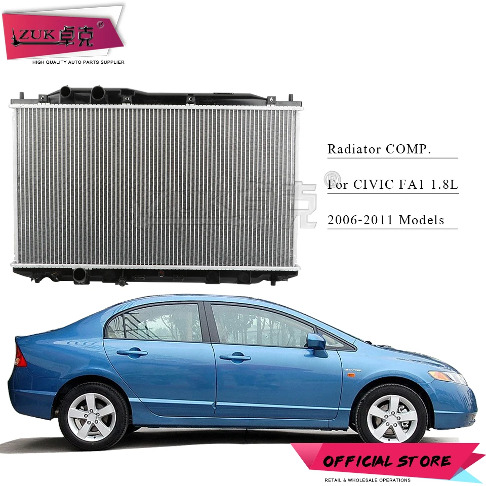 ZUK высокое качество Алюминий радиатор для HONDA CIVIC FA1 2006 2007 2008 2009 2010 2011 1.8L OEM: 19010-RNC-T01