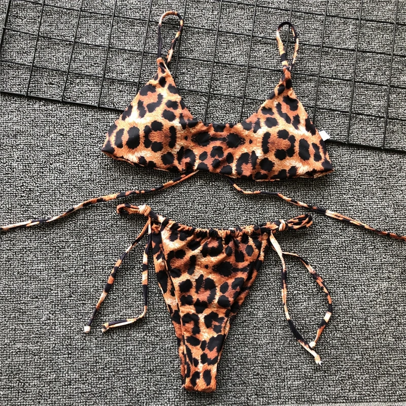 Сексуальные женские летние комплекты бикини с принтом модный бюстгальтер пуш-ап