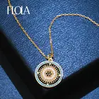 FLOLA турецкое золотое ожерелье с кулоном от сглаза для женщин CZ полый круглый глаз Длинная цепочка ожерелье на удачу ювелирные изделия женские подарки nken91