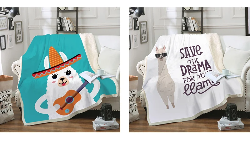 Одеяло с рисунком альпаки из мультфильма, коралловый флис, ткань, мягкая, плотная, однотонная, симпатичная, животные, весна-зима, теплая, для кровати, дивана, Детская мода, чехол