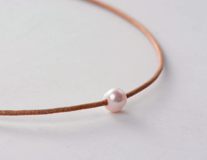 Chokers Freshwater Pearls Natural Leather Choker Necklace Womens Simple Collar Pearl Jewelry Dropship | Украшения и аксессуары