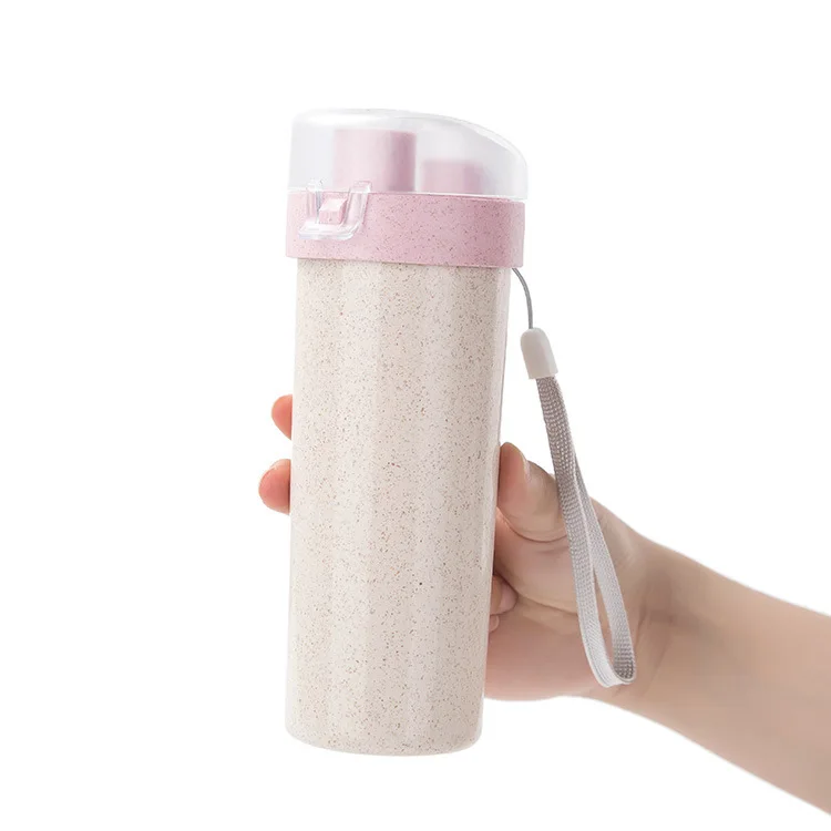 400ml Portable Water Bottle With Drinking Wheat Straw Creative Eco-Friendly Drink For Work Sports School Travel | Дом и сад