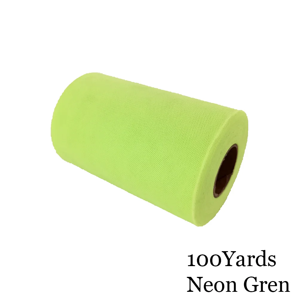 Neon Green 15 см, 100 ярдов, фатиновая пачка в рулоне, 6 дюймов, Тюлевая пачка для душа для малышей, сделай сам, для свадебной вечеринки, дня рождения, без шитья, вечерние пачки, декоративные принадлежности - Цвет: Neon Green