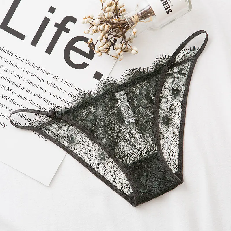 GrayGreen M-XXL трусики для женщин, кружевное сексуальное нижнее белье с ресничками, большие размеры, женское нижнее белье, трусы для девушек, женские повседневные трусы - Color: GrayGreen