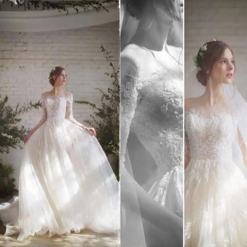 Новое поступление Vestido De Noiva 2021 Свадебные платья с длинным рукавом фатиновые