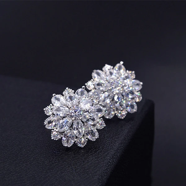 Женские серьги-гвоздики в виде снежинок ювелирные изделия AAA циркон двойные