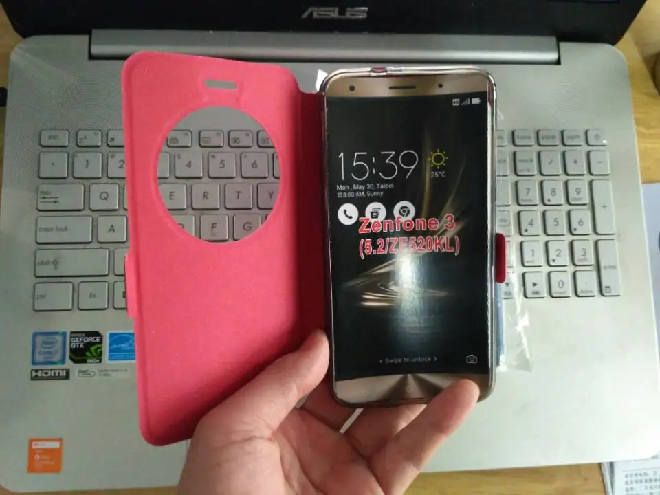 Чехол для Asus Zenfone 3, Чехол Для Zenfone 3 5," ZE520KL/Zenfone 3 5,5" ZE552KL с круговым окошком, кошелек для быстрого просмотра, флип-чехол из искусственной кожи чехол