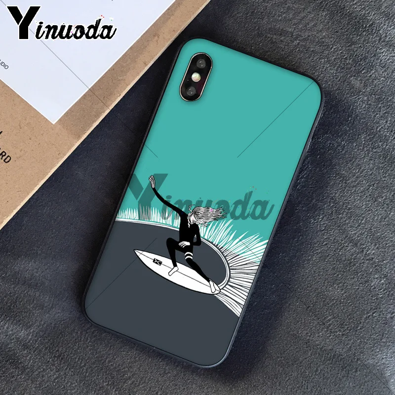 11pro MAX surfboard surf art Girl черный мягкий чехол для телефона Apple iPhone 8 7 6 6S Plus X XS 5 5S SE XR чехлы