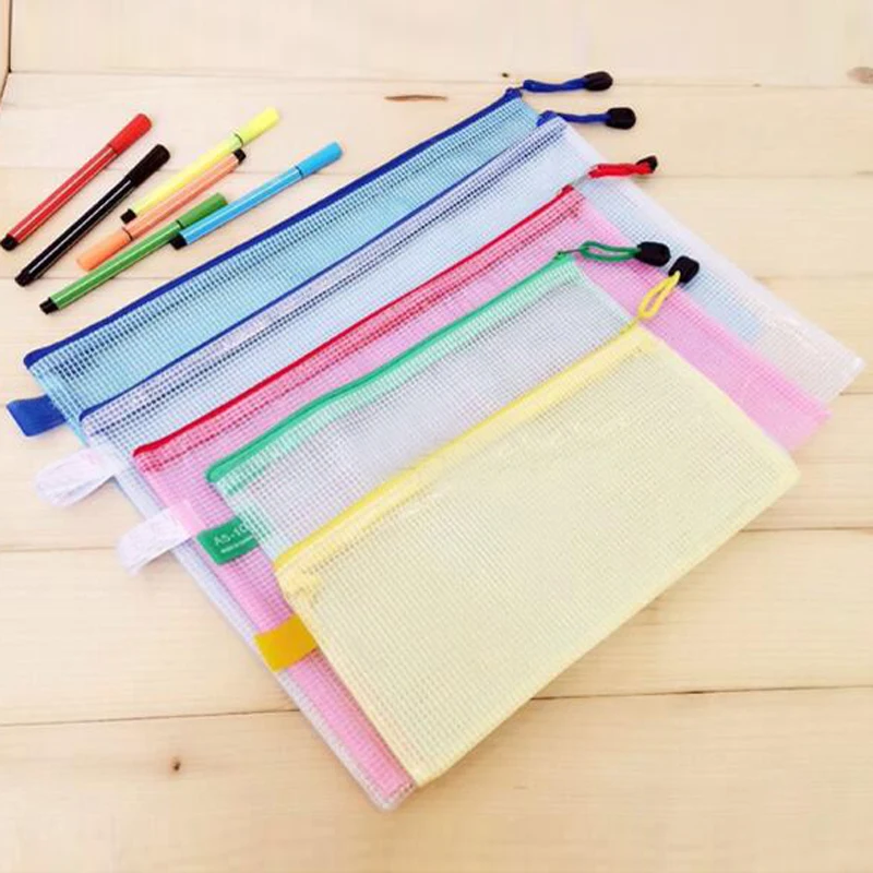10pcs/lot Document File Bag Holder Storage Case Cosmetic Makeup Student Stationery School Supplies Pen Plastic Container | Канцтовары