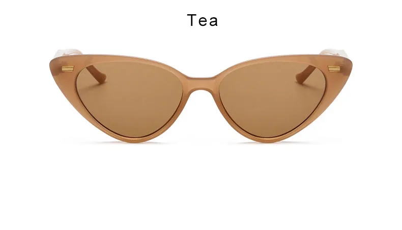 Tea Модные солнцезащитные очки женские солнцезащитные очки кошачий глаз модные роскошные брендовые треугольные очки винтажные маленькие трендовые солнцезащитные очки - Цвет линз: Tea