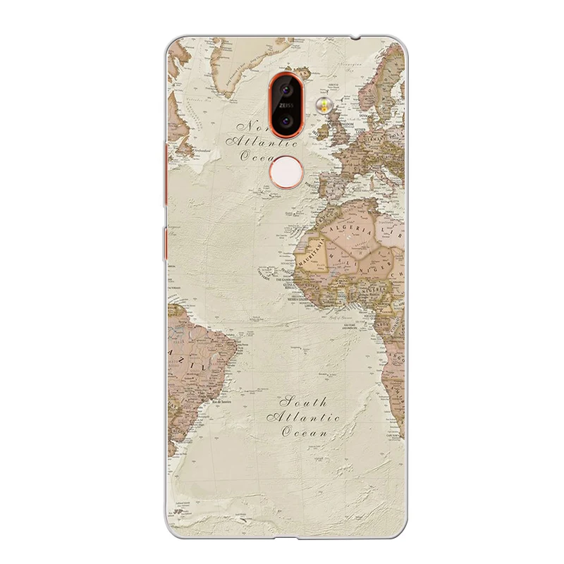 ciciber Phone Case for Nokia 9 PureView 1 2 3 5 6 7 8 Sirocco Soft Back Cover 2.1 3.1 5.1 6.1 7.1 8.1 Plus World Map |
