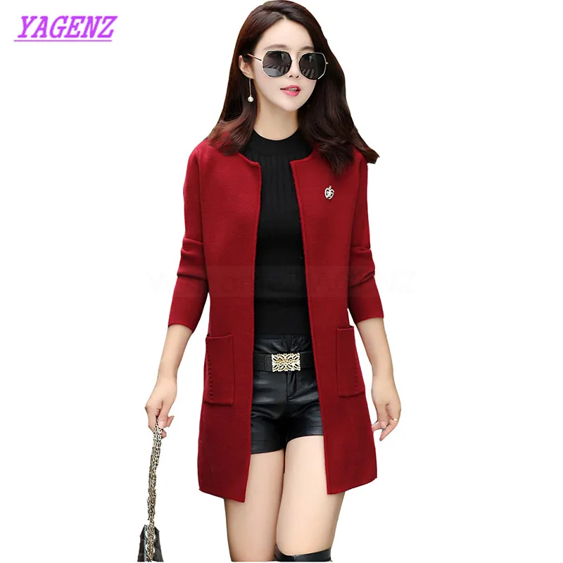 Женский вязаный кардиган с круглым вырезом свободного покроя|knitted cardigan women|knitted