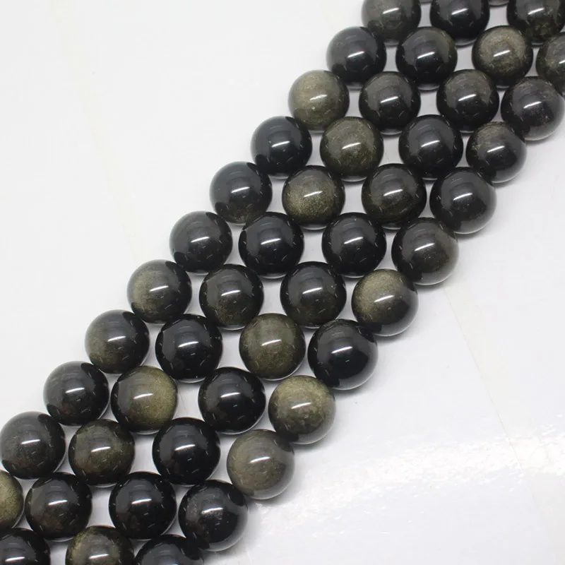 

Free shipping! Wholesale 32pcs! 12mm Natural Gold Obsidian Round Loose Beads