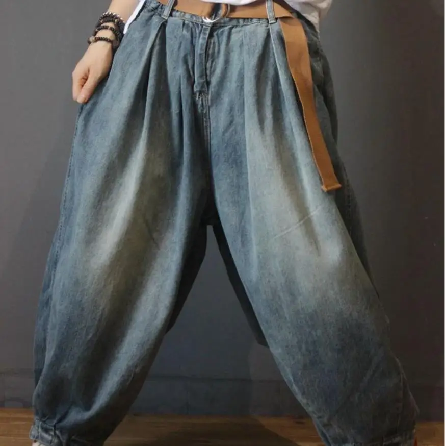 2019 весенние джинсы в стиле ретро женские свободные джинсовые брюки большого