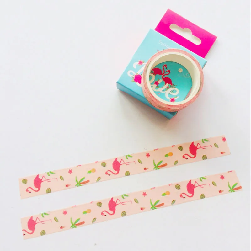 1 5 см X 7 м Фламинго Love Бумага Washi маскирующая лента альбома Скрапбукинг Декор